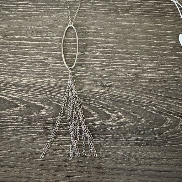 Gorjana Reese Long Tassel Necklace White Gold 925 Sterling Silver - Picture 2 of 6